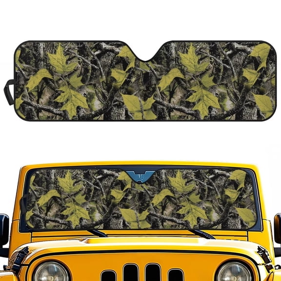 Uorisanigo Windshield Sun Shade, Front Window Sun Shade, Green Camo Hunting Sunvisor Heat Shield for Jeep, Windshield Cover,Sunshade for Jeep Wrangler TJ JK JL &Gladiator JT 2/4 Door, 1Pc