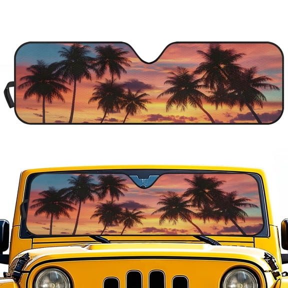 Uorisanigo Windshield Sun Shade, Hawaiian Palm Tree Shade Heat Shield Sunshade for Jeep, Windshield Cover, Sunshade for 2018-2024 Wrangler JL 1997-2006 Wrangler JT, 1Pc