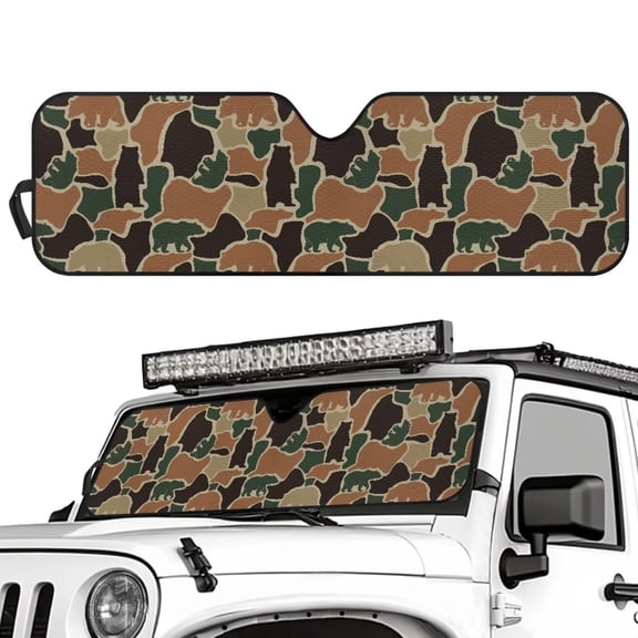 Uorisanigo Windshield Sun Shade for Jeep Foldable 1 Pack Car Sunshade Reflective Duck Hunter Camouflage Sun Visor for Jeep Wrangler, Compass, Gladiator & Renegade