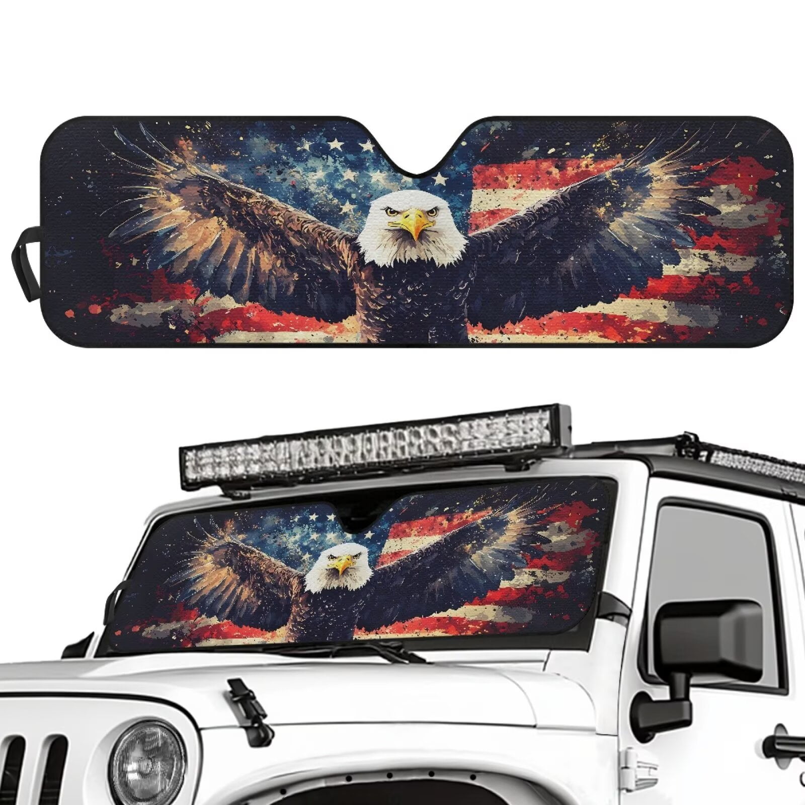 Uorisanigo Windshield Sun Shade for Jeep Wrangler, Bald Eagle American ...