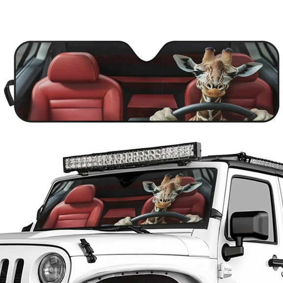 Uorisanigo Windshield Sun Shade for Jeep Wrangler, Foldable Giraffe Driving Window Sun Visor Protector for 2020-2024 Jeep Gladiator JT, Blocks UV Rays, Keep Your Car Cooler
