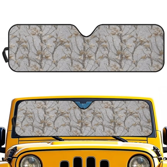 Uorisanigo Windshield Sun Shade for Jeep Wrangler, Hunting Camo Forest Car Front Window Sunshade for 2024 Jeep Wrangler 4XE,Car Sun Visor Blocks for UV and Heat, Easy to Install