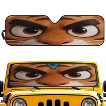 Uorisanigo Windshield Sun Shade for Jeep Wrangler JK JKU JL JLU 1997-2023 & Jeep Gladiator JT 2020-2023 Accessories, Front Window Tiger Eyes Print Sun Shade Blocks UV Rays Keep Your Car Cooler
