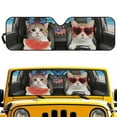 thumbnail image 1 of Uorisanigo Windshield Sun Shade for Jeep Wrangler JK JKU JL JLU 1997-2025 & Jeep Gladiator JT 2020-2024, Funny Cat Driving Front Window Sun Visor Blocks UV Rays Foldable Sunshade, 1 of 7