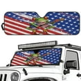 thumbnail image 1 of Uorisanigo Windshield Sun Shade for Jeep Wrangler JK JKU JL JLU 1997-2025 & Jeep Gladiator JT 2020-2024, Hippie Frog American Flag Front Window Sun Visor Blocks UV Rays Foldable Sunshade, 1 of 7