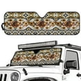 thumbnail image 1 of Uorisanigo Windshield Sun Shade for Jeep Wrangler JK JKU TJ 1997-2018, Foldable Western Horse Tribal Aztec Sunshades Heat Shield, Aluminum Foil Reflective Sun Visor Cover, Blocks UV Rays, 1 of 7