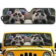 thumbnail image 1 of Uorisanigo Windshield Sun Shade for Jeep Wrangler Rubicon Sahara TJ JK JKU 2 Door & 4 Door, Panda Print American Flag Front Window Sun Visor for UV Rays & Heat Protection, Windshield Sunshade, 1 of 7