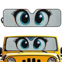 Uorisanigo Windshield Sun Shade for Jeep Wrangler TJ JK JKU 1997-2018 Cute Big Eyes Print Car Shade Heat Shield Windshield Cover Bolck UV Rays & Protect Car Interior