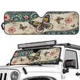 thumbnail image 1 of Uorisanigo Windshield Sun Shade for Jeep Wrangler TJ JK JKU 1997-2018 Foldable 1 Piece Blue Mandala Butterfly Car Sunshade for Jeep, UV Protection Sun Visor Protector, 1 of 7