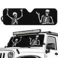thumbnail image 1 of Uorisanigo Windshield Sun Shade for Jeep Wrangler TJ JK JKU JL JLU- Foldable Funny Skull Print Heat Shield Reflector Cover - Blocks UV Rays & Keeps Your Vehicle Cool, 1 of 7