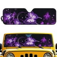 thumbnail image 1 of Uorisanigo Windshield Sun Shade, Purple Butterfly Car Sun Shade for 2018-2024 Jeep Wrangler JL JLU & Gladiator JT, Aluminum Foil Auto Sunshade Windshield Cover Keep Vehicle Cool, 1 of 7