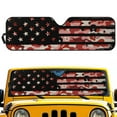 thumbnail image 1 of Uorisanigo Windshield Sun Shade,Red Camo American Flag Car Sunshade for 2018-2025 Jeep Wrangler JL JLU & 2020-2025 Jeep Gladiator-Blocks UV Rays Front Window Sunshade,Keeps Car Cool, 1 of 7