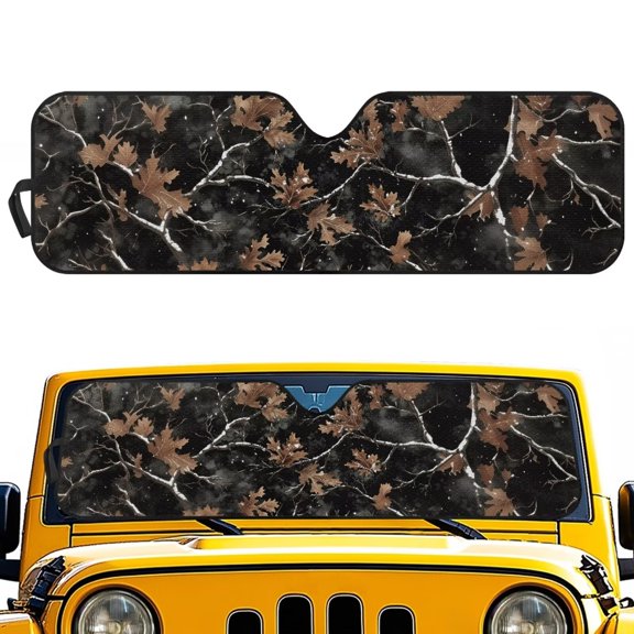 Uorisanigo Windshield Sun Shade Suitable for Jeep JK JKU JL JLU 1997-2023 & Gladiator JT 2020-2023 Foldable Windshield Camo Hunting Forest Sun Visor Blocks UV Rays, Car Accessories
