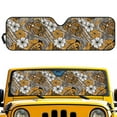 thumbnail image 1 of Uorisanigo Windshield Sun Shade, Sunshade for Jeep Wrangler JL JLU 2018-2024 Rubicon Sahara 2 Door & 4 Door & Gladiator JT-Blocks UV Rays Polynesian Tattoo Flower Sun Visor Shield, 1 of 7