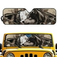thumbnail image 1 of Uorisanigo Windshield Sunshade Fit for Jeep Wrangler JL JLU 2018-2025 / Jeep Gladiator 2020-2025 Wolf Hunting Print Front Window Sun Shade, Aluminum Foil Heat UV Protection Accessories, 1 of 7
