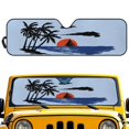 thumbnail image 1 of Uorisanigo Windshield Sunshade for Jeep Wrangler JK JKU JL JLU 1997-2025 & Jeep Gladiator JT 2020-2024 Sunset Palm Trees Blue Car Sun Shade Sun Visor Protection Blocks UV Rays and Keep Car Cool, 1 of 7
