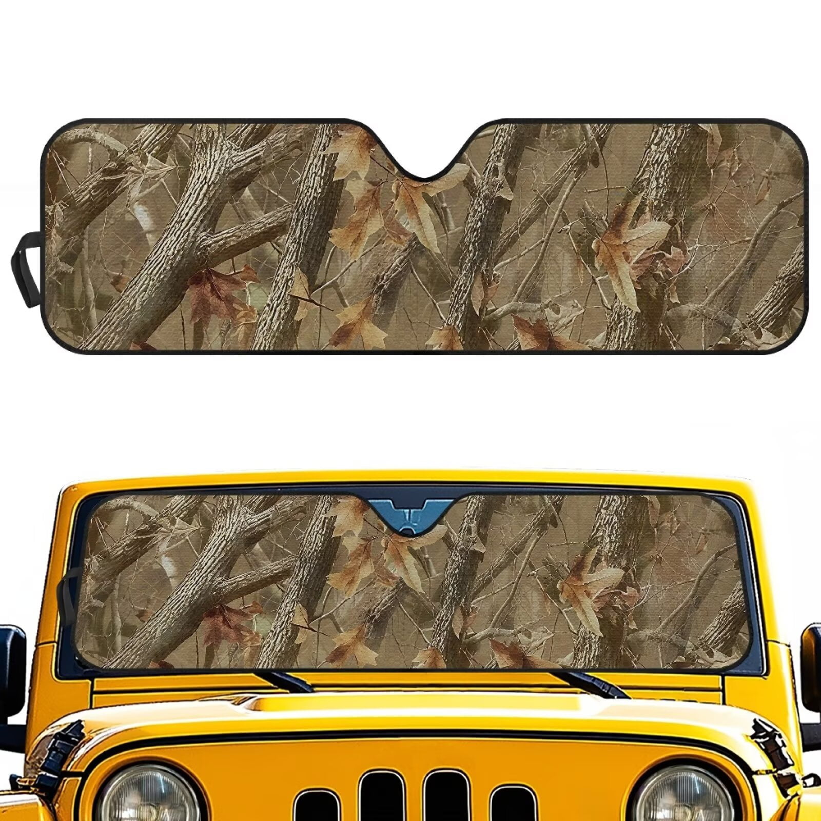 Uorisanigo Windshield Sunshade for Jeep Wrangler JL/JLU 2018-2024 & Jeep Gladiator JT 2020-2024 Camo Hunting Print Car Sun Shade Sun Visor Protection Blocks UV Rays and Keep Vehicle Cool