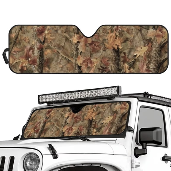 Uorisanigo Windshield Sunshade Sun Visor to Protect UV Rays and Heat Glare, Suitable for Jeep Wrangler, Gladiator, and Rubicon Models, Accessories for Jeep, Hunting Tree Camo Forest