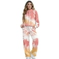 thumbnail image 1 of Uorisanigo Women's 2 Piece Outfits Fall Drawstring Pullover Sweatsuits Oversized Hoodies Wide Leg Sweatpants Tracksuits Matching Sets Mock Neck Jogging Suit Lounge Sets, Pink Yellow Tie Dye, 1 of 8