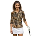 thumbnail image 1 of Uorisanigo Yellow Camo Forest Womens Golf Shirt Soft Comfortable Women's 3/4 Sleeve Athletic Golf Shirts Fashionable Quarter Zip Breathable Polyester Spandex Fabric Tennis Tops, 1 of 7