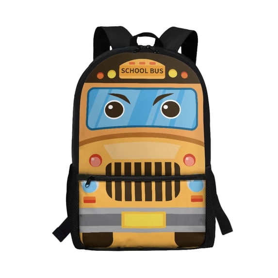 Uorisanigo Yellow School Bus Print Kids School Backpack 17 inch School Bags for Preschool Kindergarten Elementary Bookbag Casual Daypack Toddler with Adjustable Padded Straps
