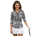 thumbnail image 1 of Uorisanigo Zebra Pattern Womens Golf Shirt Soft Washable Women's 3/4 Sleeve Golf Top with Zipper Comfortable Polyester Spandex Fabric Workout Sports Pullover Tennis Tops Size XL, 1 of 7