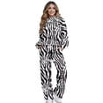 thumbnail image 1 of Uorisanigo Zebra Stripes Women's 2 Piece Outfits Oversized Sweatsuit Drawstring Mock Neck Tracksuit Long Sleeve Athletic Tops with Wide Leg Sweatpants Fall Lounge Sets Plus Size Sportswear, 1 of 8