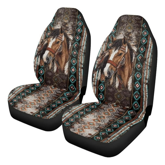 Uorisanigo ar Seat Covers, Ethnic Wolf Aztec Auto Front Seats Protection for Cars, 2 Pcs, Easy to Install Car Seats Cover Set and Accessories for Auto Trucks Van SUV