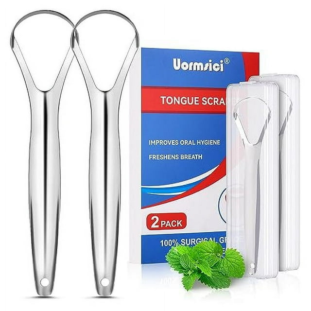 Uormsici 2 Pack Tongue .. Scraper, Metal Tongue Scraper .. for Adults, 100 304 .. Stainless
