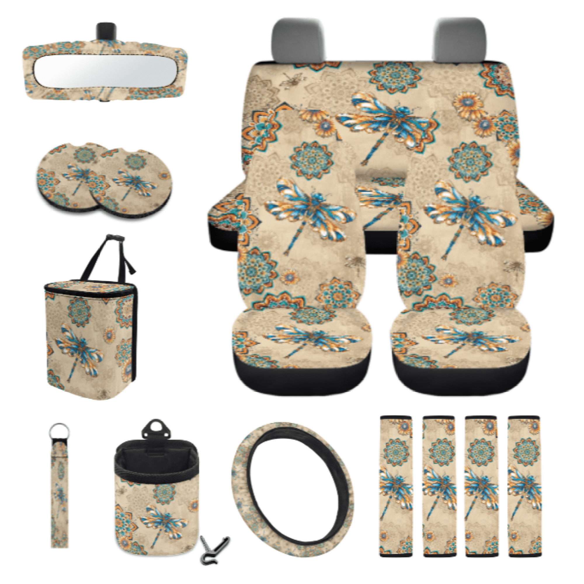 Pattern 46 Aut Uourmeti 15 Pack Dragonfly Pattern Auto Seat Covers Full Set, Hanging ...