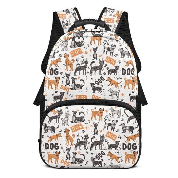 Uourmeti 17 Inch Backpack for Girls, Polyester Adjustable Padded Straps Comfortable School Backpack, Puppy Pattern