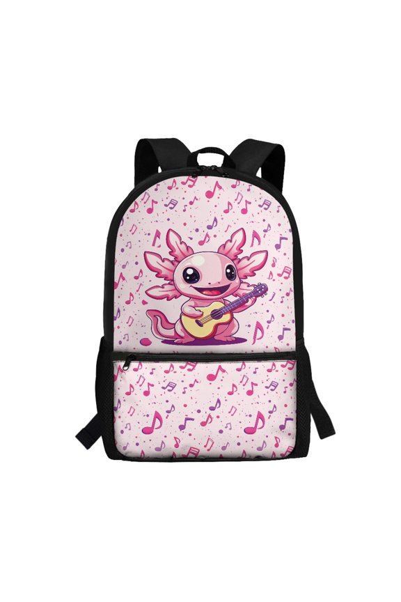 17 Inch Backpack for Work Hiking, Durable Soft Skin Friendly Spacious Interior School Backpack, Axolotl Band
