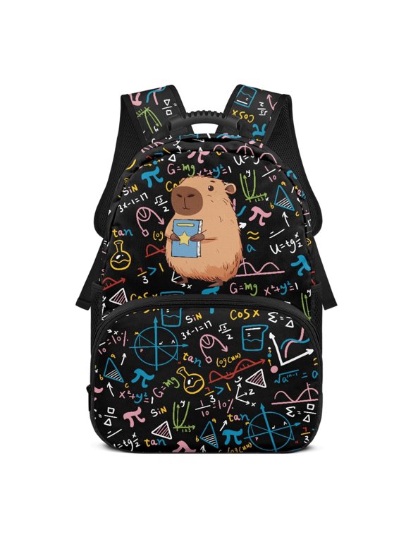 Adjustable Shoulder Bookbag for School Daypack, Polyester Large Capacity Travel Ruckpack, Math Science Doodle Pattern