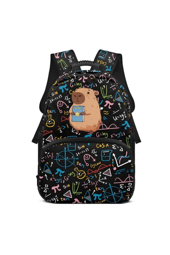 Adjustable Shoulder Bookbag for School Daypack, Polyester Large Capacity Travel Ruckpack, Math Science Doodle Pattern