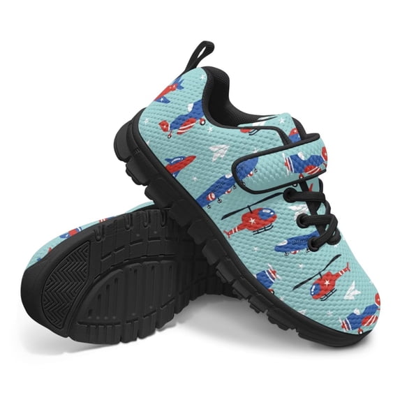 Uourmeti Airplane Shoes for Kids Boys Lace up Sneakers Lightweight Athletic Fitness Tennis Walking School Shoes Little Kid Size 12.5