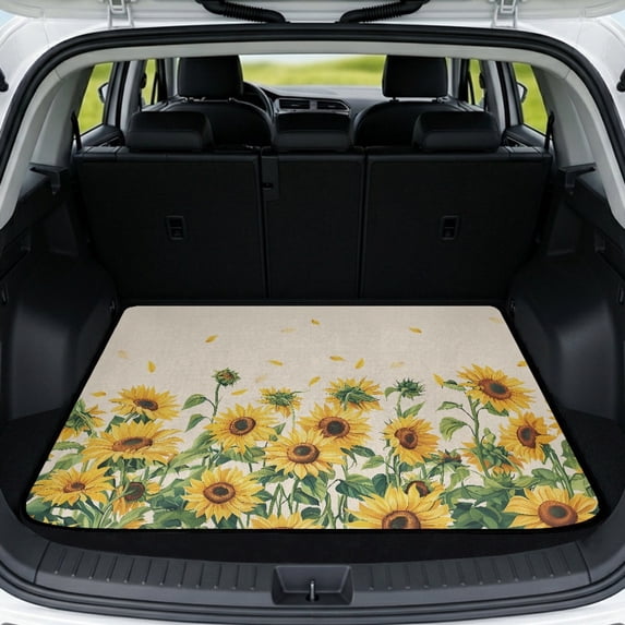 Uourmeti All Weather Trunk Protector Mat 29" x 39", Sunflower Pattern Print Stylish Dog Cargo Protector Dust-proof Cargo Mat for Vehicle Interior