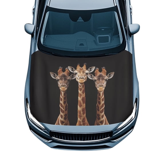 Uourmeti Anti-Fade Car Hood Cover, Giraffe Art Automotive Accessories Stretch Fabric UV Resistant Car Hood Cover Protector for Trucks Van Pickup