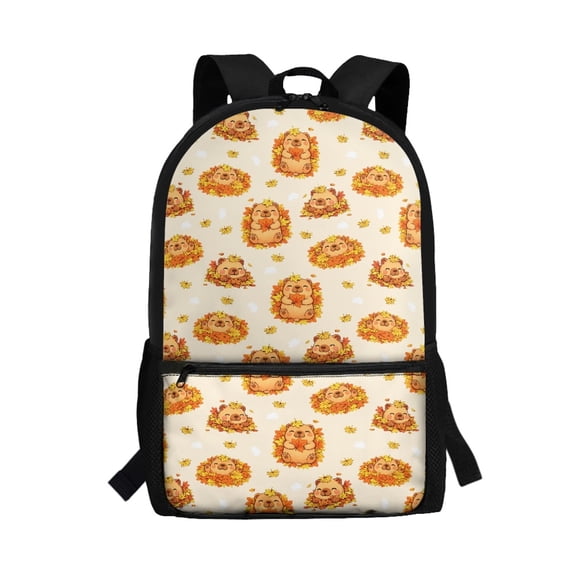 Uourmeti Autumn Bear Maple Leaves Soft Polyester Travel Backpack, 17 Inchs Large Capacity School Backpack Smooth Zipper Student Bookbag for Women