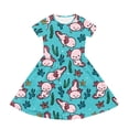 thumbnail image 1 of Uourmeti Axolot Cute Short Sleeve Dresses for Girls Casual Loose Ruffle Swing Sundress with Pockets Lightweight Soft Crewneck Knee-Length Dress 2-14Y, 1 of 5