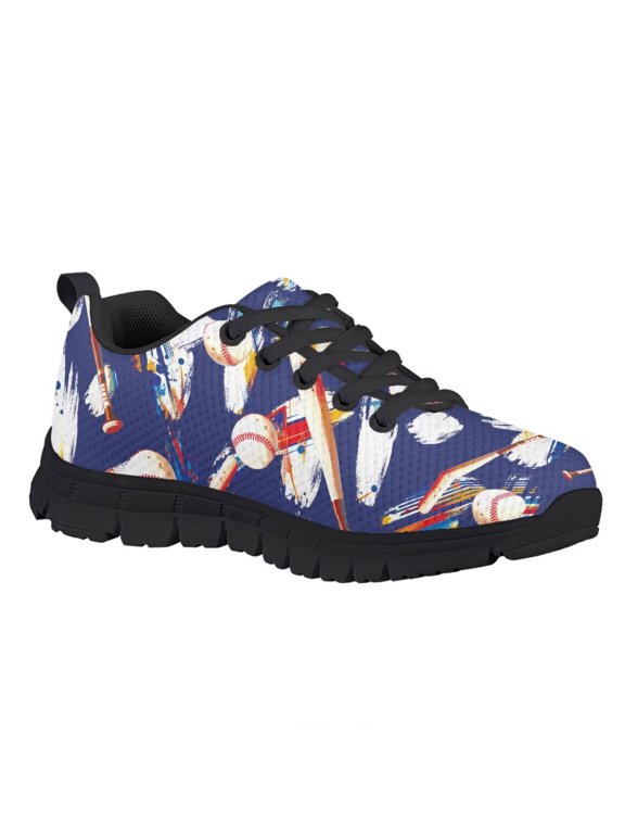 Baseball Shoes for Boys Kids School Sneakers Anti Slip Mesh Tennis Walking Shoes Casual Lace Up Athletic Sport Sneakers Lightweight Trainer Size 12.5