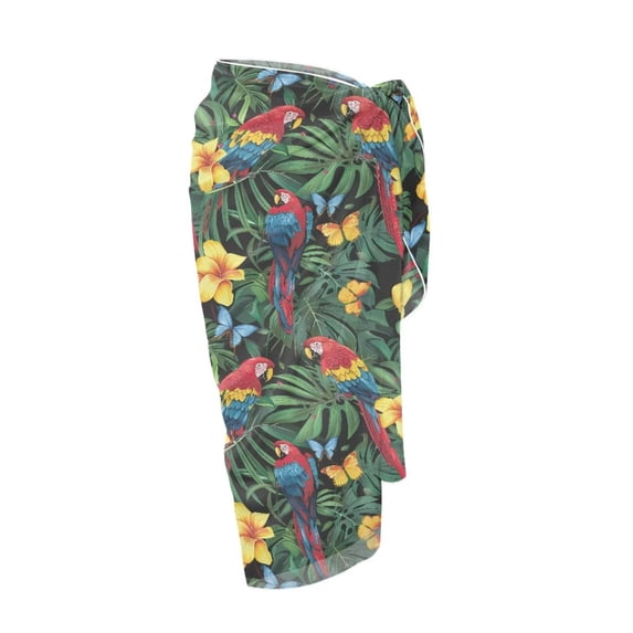 Uourmeti Bird Hibiscus Swimsuit Sarong Coverup for Women Chiffon Breathable Scarf Blouse for Swimwear Sheer Beach Bathing Suit Cover Up for Cruise Ships One Size