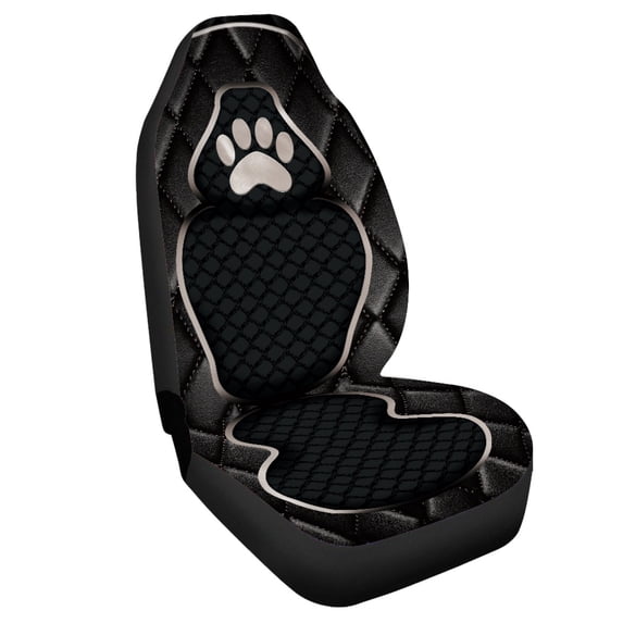 Uourmeti Black Paw Print Design Front Car Seat Cover Wear Resistant Seat Covers for Cars Soft Long Lasting 1 Pieces Set Compatible with Auto Vehicle