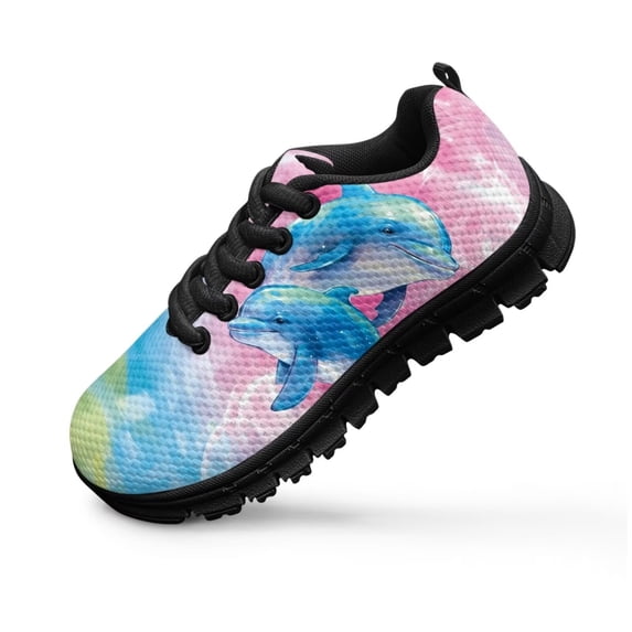 Uourmeti Blue Dolphin Shoes for Boys Size 12.5 School Sneakers for Little Kids Mesh Slip on Walking Shoes Anti Slip Lace up Athletic Running Shoe