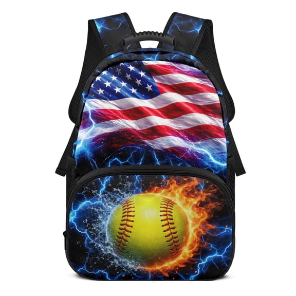 Uourmeti Blue Lightning Bolt Design 17 Inch Backpack for Boys, Polyester Fabric Durable Large Capacity School Backpack for Camping