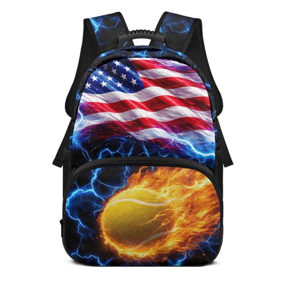 Uourmeti Blue Lightning Bolt Pattern 17 Inch Bookbag for Girls, Polyester Fabric Large Capacity Lightweight Backpack for School