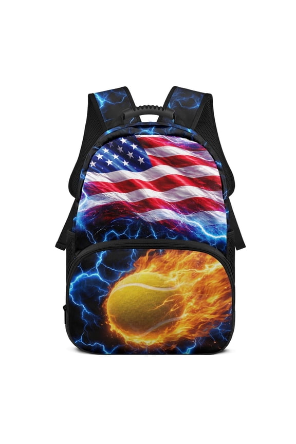 Blue Lightning Bolt Pattern 17 Inch Bookbag for Girls, Polyester Fabric Large Capacity Lightweight Backpack for School