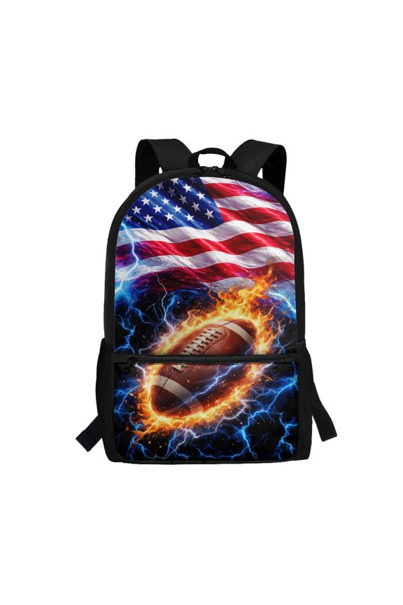 Blue Lightning Bolt Print Large Capacity Backpack for Outdoor School, Multiple Pockets Stylish Everyday Backpack Lightweight School Backpack