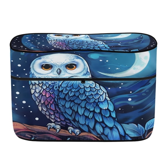 Uourmeti Blue Owl Moon RV Propane Tank Cover, Waterproof Polyester RV Trailer Propane Tank Cover for Camping Travel, Dustproof RV Trailer Dual Propane Tank Cover