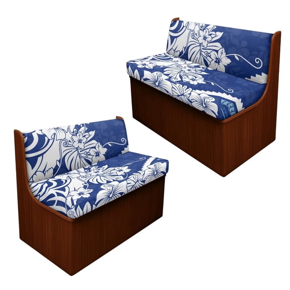 Uourmeti Blue Polynesian Flower RV Couch Covers Stretchable Camper Sofa Slipcover Washable Non Slip Cushion Covers for Dinette Booth Seats 2 Bench Covers + 2 Backrest Covers