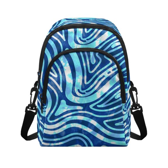 Uourmeti Blue Swirl Wavy Crossbody Sling Bag, Zipper Closure Polyester Bag with Adjustable Strap for Women, Daily Travel Use